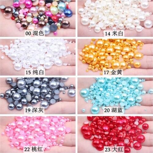 Mix Size 5-12mm Colorful ABS Plastic Beads Imitation Pearl Half Round Beads For DIY Jewelry Making Finding Accessories 10-20g