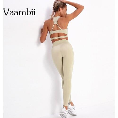 Ribbed Sport Outfit For Woman Seamless Sportwear Women 2 Piece Sports Tracksuit Leggings Bra Yoga Sets Gym Fitness Clothing