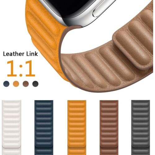 Leather Link strap For Apple watch band 44mm 42mm 40mm 38mm watchabnd Magnetic Loop bracelet correa iWatch seires 5 4 6 SE