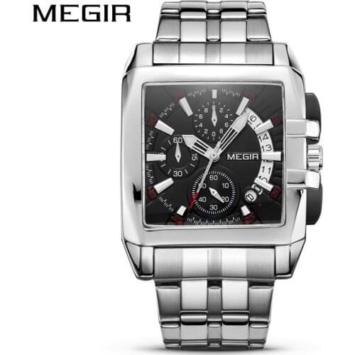 MEGIR Luxury Quartz Men Watch Stainless Steel Strap Top Brand Dress Business Watches Chronograph Wristwatches Relogio Masculino