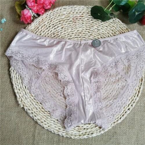 Pink Shiny lace underwear for women with high elasticity hot style sexy womens underwear