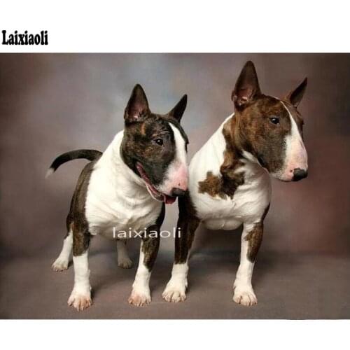 Bull Terrier Dog DIY 5D Full Diamond Painting Animal Bull Terrier Dog Cross Stitch Diamond Mosaic Crafts Embroidery Needlework
