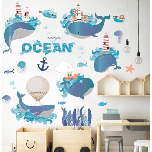 DIY 77*102CM Magic Ocean Wall Sticker Kids Room Bathroom Decoration Wall Decals Adhesive Poster adesivo de parede