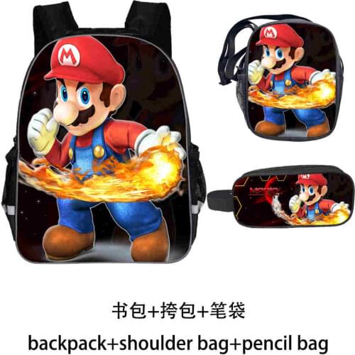 Cartoon Super Mrio 3D Print School Bags For Girls Boy kids Primary Backpacks for school teenagers kids 3pcs/Set Durable Mochilas