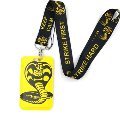 Cobra Kai Snake Lanyard Credit Card ID Holder Bag Student Women Travel Card Cover Badge Car Keychain Gifts Accessory Decorations