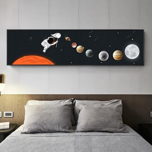 Nordic Abstract Starry Fantasy Wall Art Astronaut Space Landscape Canvas Painting Poster and Print Childrens Bedroom Decoration