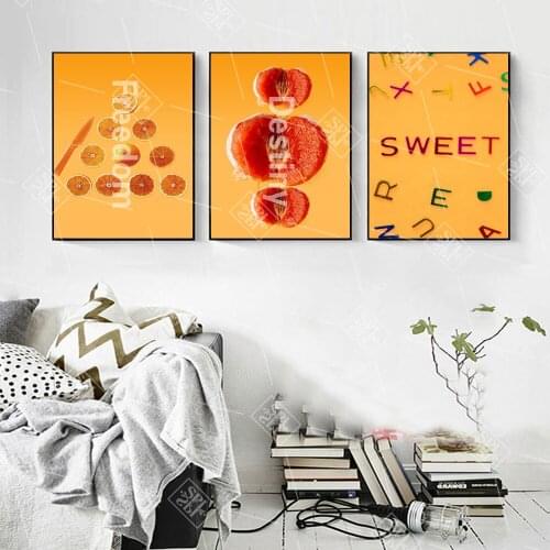 SPLSPL Modern Posters and Prints Printing on Canvas Wall Art Painting Orange Popsicle and Lemon Picture for Living Room No Frame