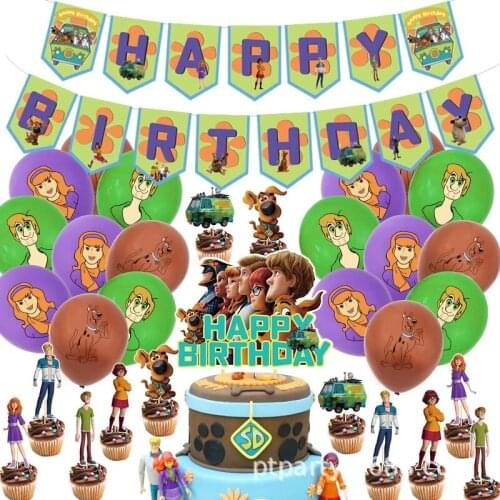 1Set Scooby Balloons Happy Birthday Banner Animals Pet Dog Paw Pal Latex Ballons Kids Party Home Decoration Supplies Cake Topper