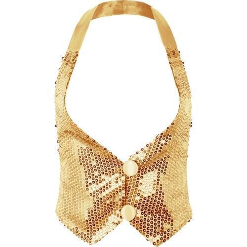 Women Shiny Sparky Sequins Backless Halter Neck Vest Waistcoat Clubwear Jazz Dance Tank Top Classic High Street Vest Waistcoat