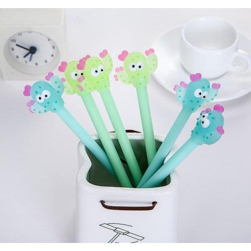 1 PCs Creative Silicone Cactus Cute Modeling Neutral Pen Black Water Sign Kawaii School Supplies Pens for Writing