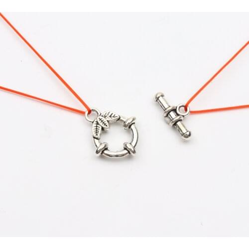 10Sets Antique Silver Leaf Round Hollow Shape Clasps Hook Connectors For Jewelry Making Earring Wristband Chains DIY Accessories