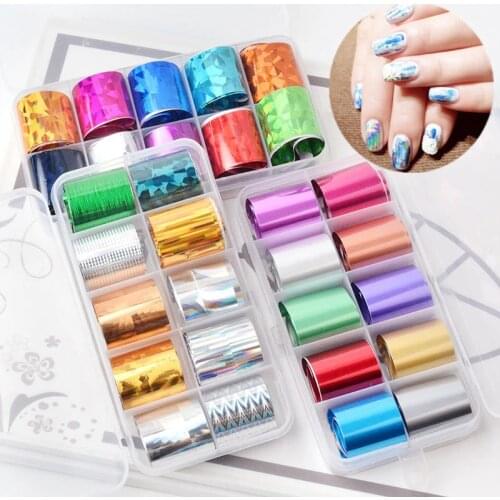 10Roll Laser Starry Sky Constellation Nail Foils Colorful Nail Art Transfer Stickers Decal Gel Polish Glitter Accessories Tips