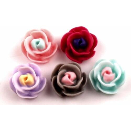 100Pcs Mixed 12mm Resin Flower Decoration Crafts Flatback Cabochon Beads Embellishments For Scrapbooking DIY Accessories