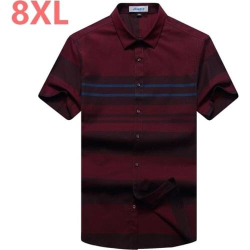 10XL 8XL 6XL 5XL male brand casual business loose fit men shirt camisa short sleeve striped social shirts dress clothing jersey