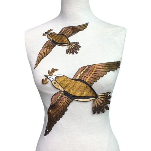 2pc Birds Embroidered Patches For Clothing Embroidery Patch Sew On Applique Clothes Stickers Parches Bordados Para Ropa AC0907