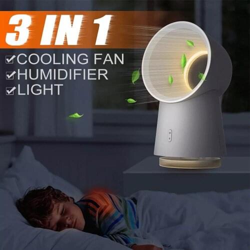 Youpin HL Happy Life 3 in 1 Mini Cooling Fan Bladeless Desktop Fan Mist Humidifier w/ LED Light For Home/Office