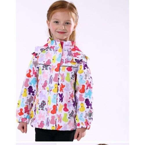 Free shipping- children/kids/girls spring/autumn jacket w cute animal print, a little waterproof and windproof, size 92 to 116