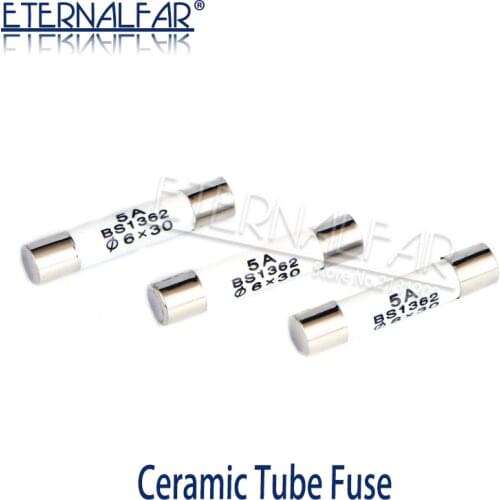 BS1362 High Pressure smelt To break Ceramics Fuse RO58 6*30mm Fuse 500V 250V 0.5A 1A 2A 3A 4A 5A 8A 10A 13A 15A 16A 20A 25A 30A
