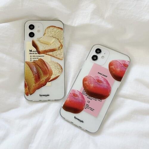 Phone Case For iPhone 11 12 Pro 7 8 Plus X XR XS Max Transparent Cute Cartoon Butter Toast Soft TPU Cases For iPhone 12 Cover