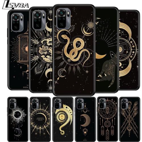 Art Sun Flowers Snake Moon for Xiaomi Redmi Note 10 10S 9 9T 9S 9Pro Max 8T 8Pro 8 7 6 5 Pro 5A 4X 4 Soft Black Phone Case