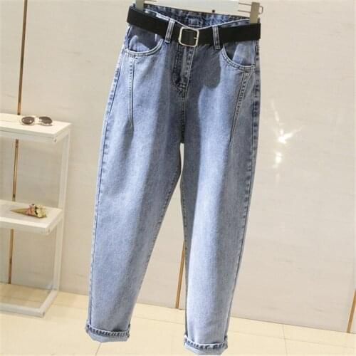 2021 Spring Autumn Women Jeans Fashion Casual High waist Nine Pants Loose pockets Student Vintage Denim Pants Female Streetwear