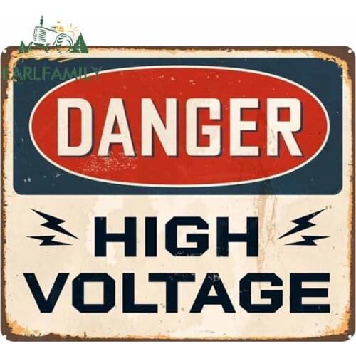 EARLFAMILY 13cm x 10.9cm for Danger High Voltage Metal Sticker Poster Funny Car Stickers Fashion Car Bumper Window Decals