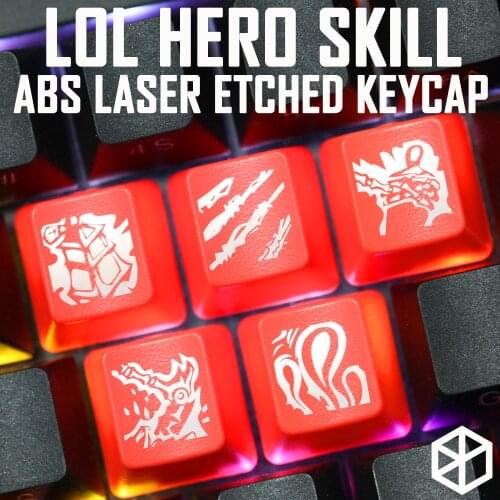 Novelty Shine Through Keycaps ABS Etched, Shine-Through lol black red r2 hero skill Thresh Lulu Janna Sona Buvelle