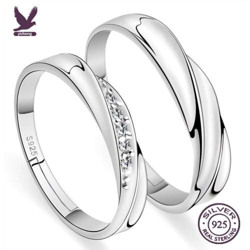 Kольцо 925 Sterling Silver Woman New Lady Fashion Opening Wave Of High-quality Crystal Stone Jewelry Vintage Ring Couple Lovers