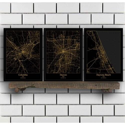 Columbia Dayton Daytona Beach Duluth Eau Claire Evansville Fairbanks Fargo Fayetteville Flagstaff Fort Wayne USA Map Poster