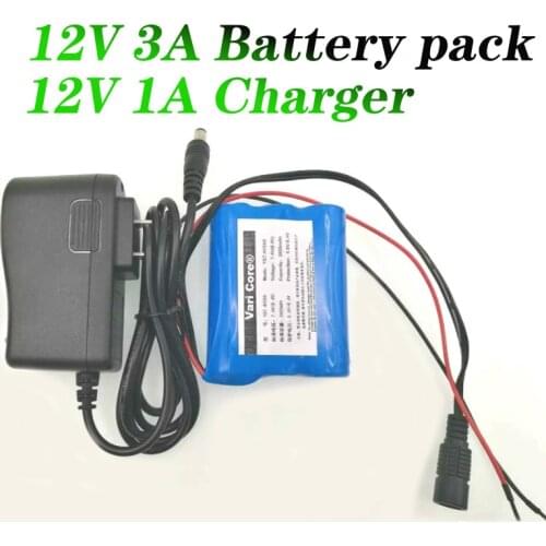 VariCore 12 V 3000 mAh 18650 Li-ion Rechargeable battery Pack for CCTV Camera 3A Batteries+ 12.6V 1A Charger