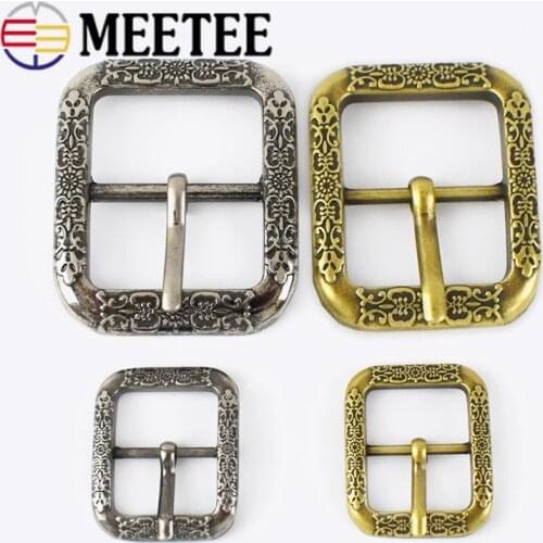 Meetee 5/10pcs 35mm Vintage Ancient Silver Brass Belt Buckle Metal Pin Buckle Head DIY Leathercrafts Belt Decoration Accessories