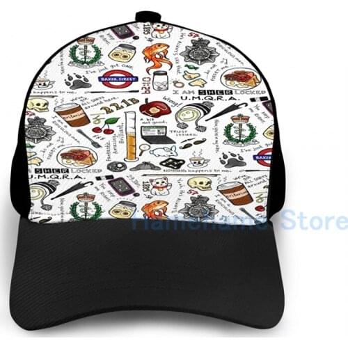 Fashion Sherlock Collage (color) Basketball Cap men women Graphic print black Unisex adult hat