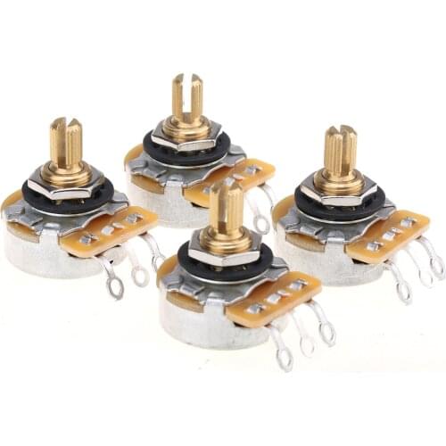 Musiclily Ultra CTS 450G Series A250K Vintage Audio Taper Volume Short Split Shaft Pots 10% Tolerance for Guitar Bass (Set of 4)
