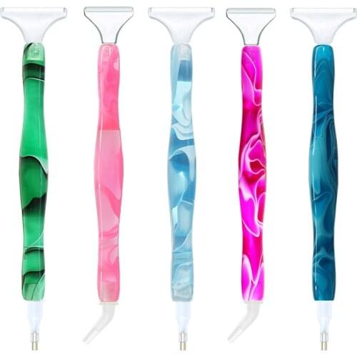 1set 5D Point drill pen Resin Anti-Slip Diamond Painting Pen Cross Stitch DIY Craft Color two-headed tool pen Sewing Accessories