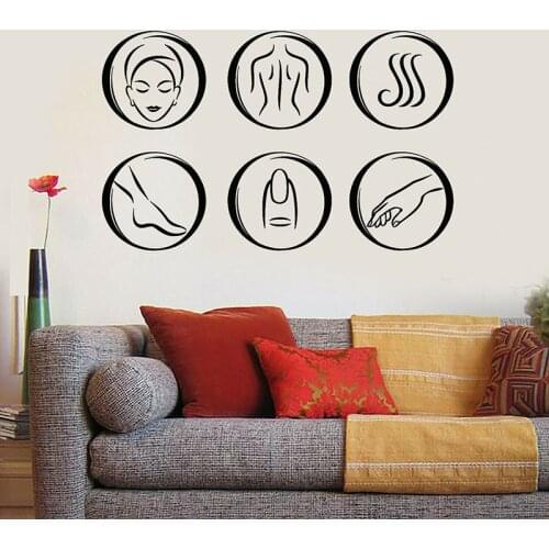Beauty Spa Salon Massage Wall Sticker Relax Body Wall Decal Art Murals Room Interior Vinyl Decoration Waterproof Wallpaper