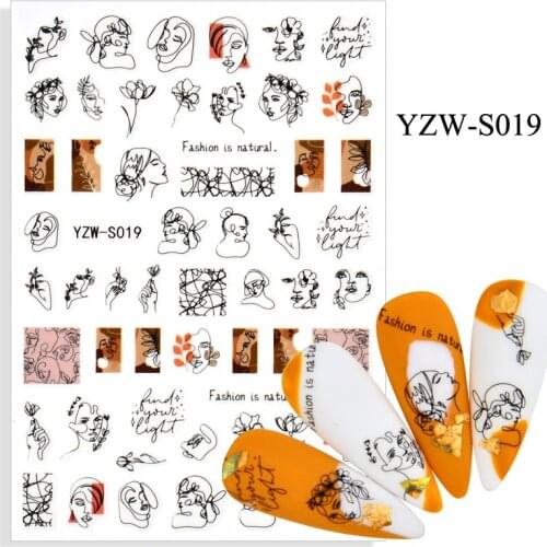 ZKO The New 3D Nail Sticker Portrait stickers for nail Foil Flower Fruit Design Nails Accessories Fashion Manicure Sticker