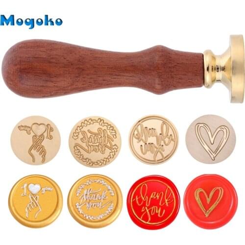 Mogoko Blessing Wax Sealing Stamps Retro Wood Classic Sealing Wax Seal Stamp I Love You Thank You Seal Stamp Wedding Envelope