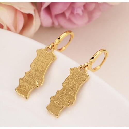 New gold map jewelry pendant wedding drop earring /Portuga/trinidad /Guyana Gold souvenir african Arab Jewelry Mom kid Gifts