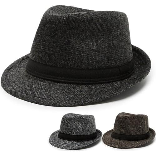 Retro Fedora Hat Men Ribbon Band Wide Brim Felt Hats British Elegant Man Jazz Cap Outdoor Woolen Bowler Hats