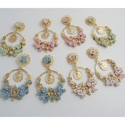 Earrings Accessories New Pastoral Flowers Fashion Exaggerated Retro Trend Temperament Advanced Wild Banquet Birthday Party