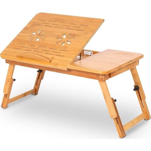 1Pc Adjustable Table Bamboo Computer Desk Rack Shelf Dormitory Bed Lap Desk Portable Exquisite Book Reading Tray Stand Table