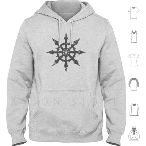 Ancient Chaos Symbol Hoodie Long Sleeve Chaos Destruction Apocalypse End Of The World Satan Beelzebub Lucifer Black