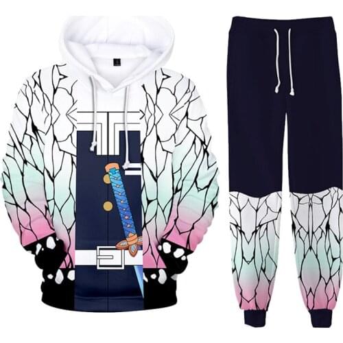 Anime Demon Slayer Hoodies Cosplay Costumes 3D Printing Sweatshirts Hooded Jackets Coats Pants Suit For Women Men Halloween