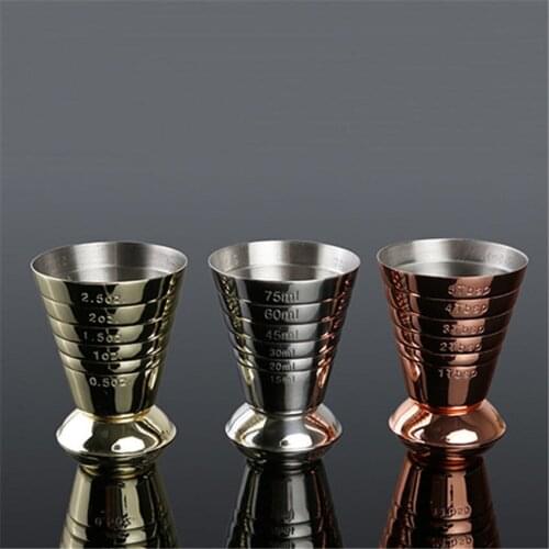 Three scales 75ml Stainless Steel Bar Wine Cocktail Shaker Jigger Single Double Shot Drink Mixer Wine Measurer Cup Bar Tools