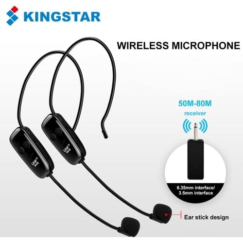 2.4GHz UHF Wireless Microphone Voice Amplifier Head-Mounted Mic Speaker with Transmitter for Stage Speakers Teacher Tour Guides