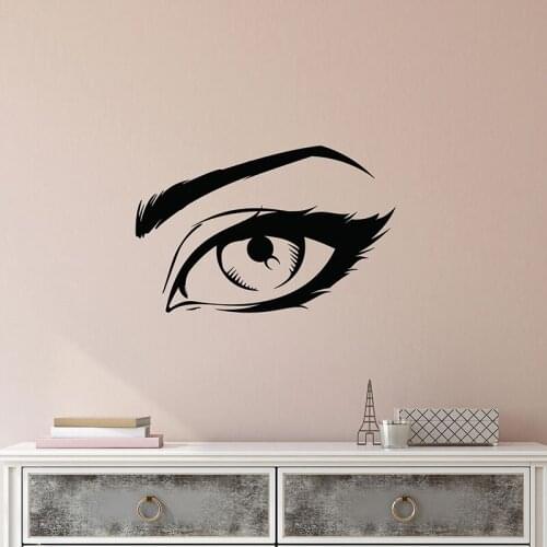 Wall Decal Cartoon Beautiful Sexy Girl Eye Vinyl Stickers Makeup Room Beauty Salon Interior Decor Lash Brow Art Wallpaper E683