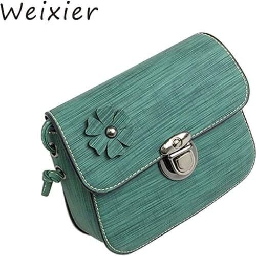WEIXIER Vintage Fashion shaping bag Womens bag Flower Flap bag PU Leather Bags bags Women Brands Small bag AL-18