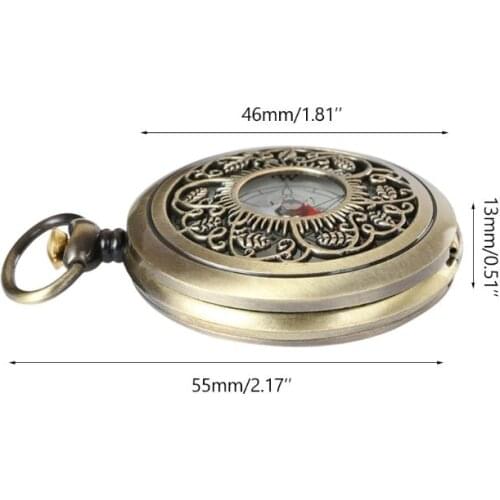 Vintage Bronze Compass Pocket Watch Design Outdoor Hiking Navigation Kid Gift Retro Metal Portable Compass