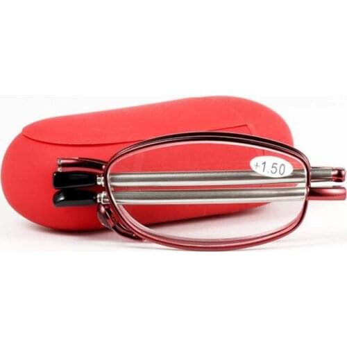 High-end fashion ladies folding reading glasses mini portable reading glasses for the elderly to send glasses box