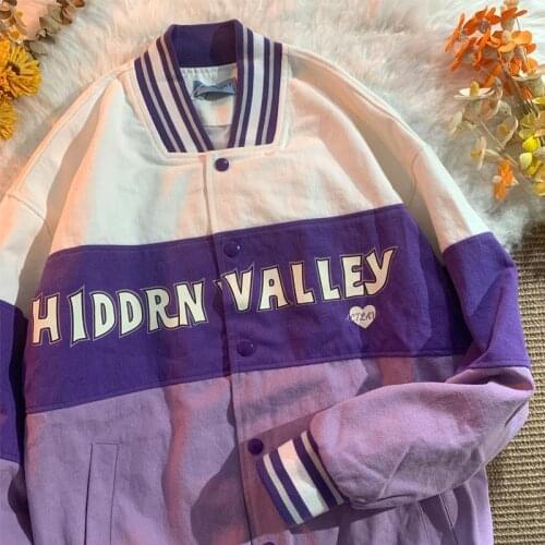 2021 autumn retro color matching letters baseball uniform jacket jacket coat ins tide jacket women coats women goth jackets